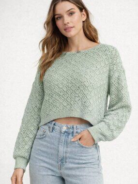 MOON & MADISON Cropped Open Knit Boxy Sweater Size Small